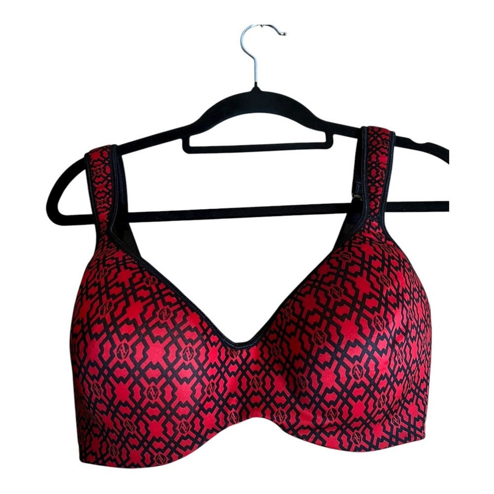 Adrienne‎ Vittadini Studio 38DD Red Black Geometric Print Bra